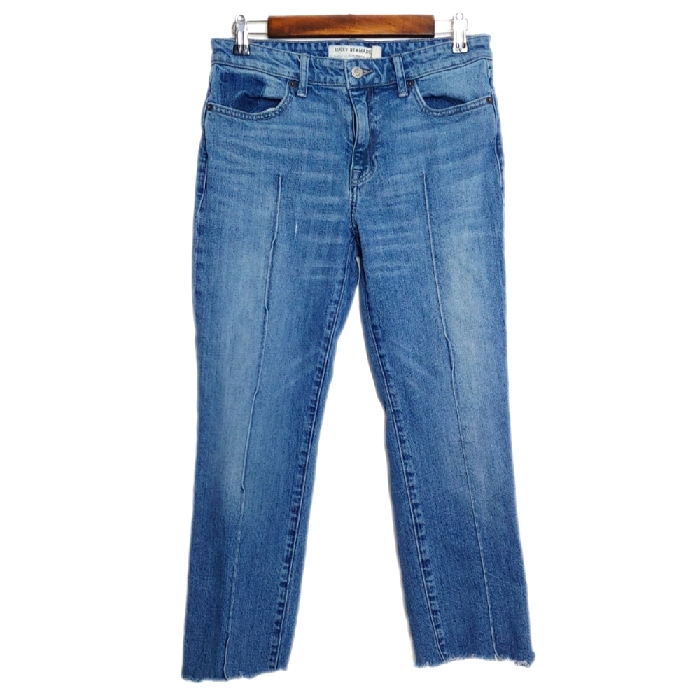 Lucky Brand Remade Women's Ava Slim Straight Distressed Blue Jeans Size 8/29